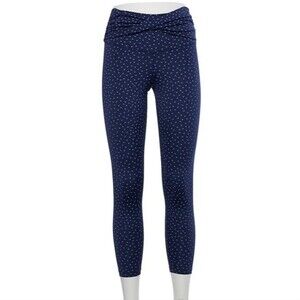 Nike Yoga Polka Dot Navy Slate Twist High Waist Ankle Leggings Size XS